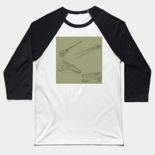 Arctic Whale Skulls and Oddities Sage Baseball T-Shirt